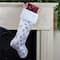 20.5" Sequin Snowflake Stocking With White Faux Fur Cuff, White & Silver